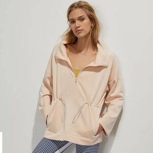 Anthropologie Cream Color Freesia Quarter Zip Pullover